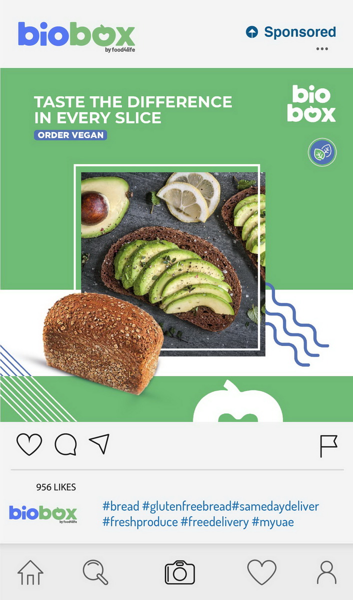 vegan bread social media ad for biobox taste the difference