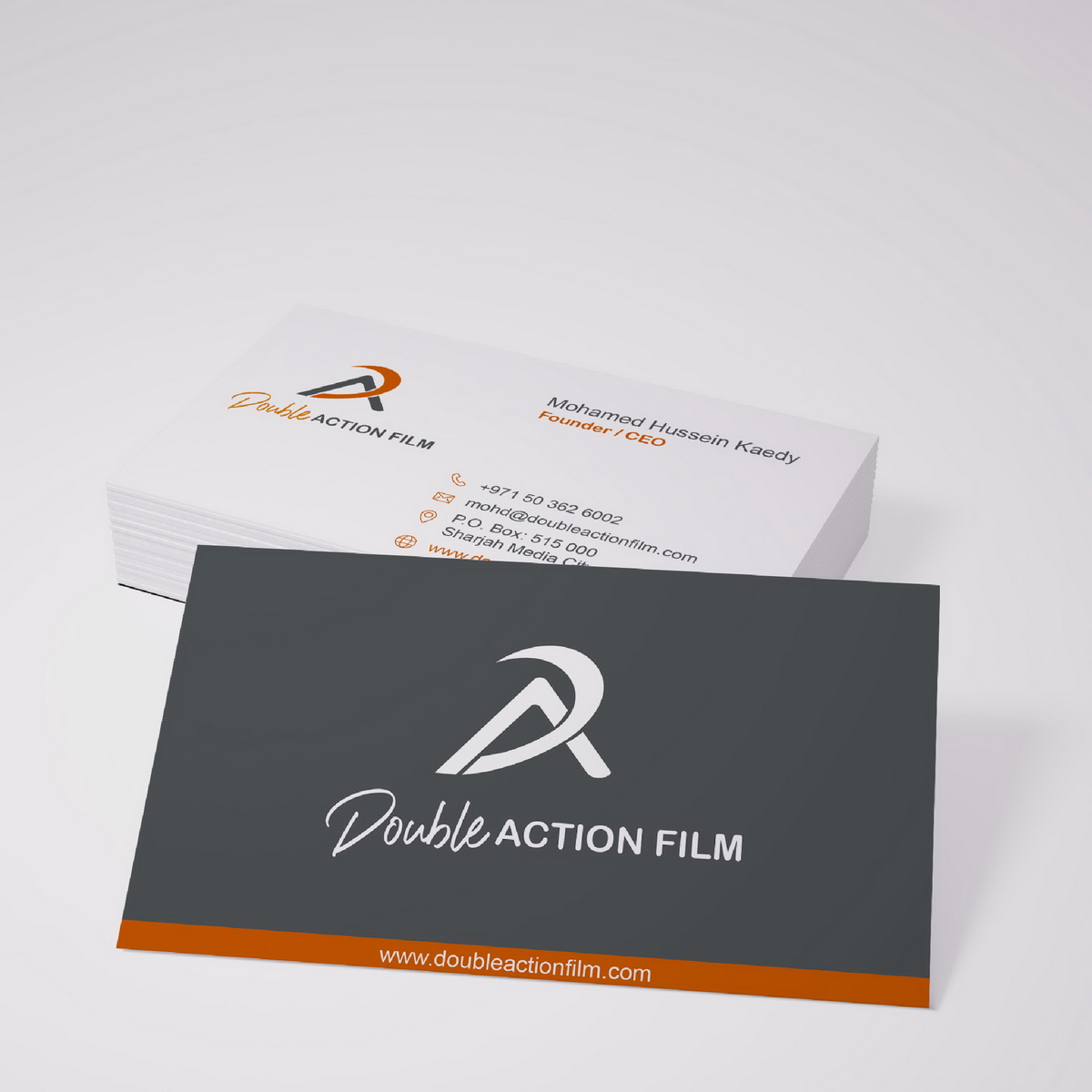 double action film branding business card