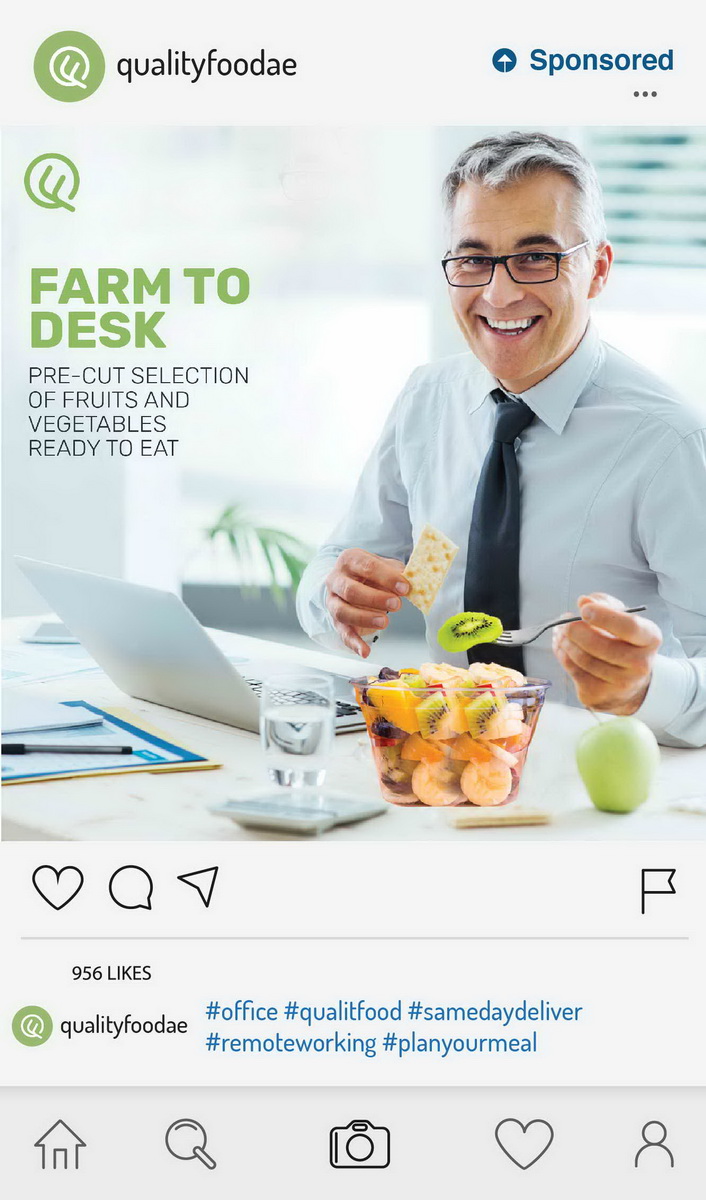 farm to desk pre-cut fruits qualityfood social media designs